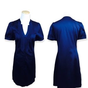 ORIGINAL PENGUIN Womens Navy Button Down Classic Dress 6 Small Pockets Sheath